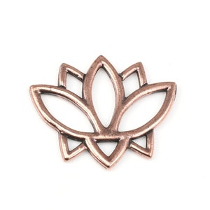 Copper Lotus Pendant TierraCast Open Lotus Link Copper Pendant Link Findings for Meditation Jewelry Yoga Charms 4 or more pieces P1756 image 2