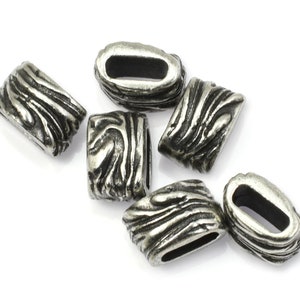 6mm x 2mm ANTIQUE PEWTER Jardin Barrel Bead Crimp TierraCast Beads for Leather Findings to Hold Multiple Strands of Leather Cord P2676 image 1