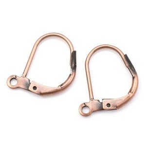 12 Antique Copper Leverback Earring Findings - Plated Copper Lever Back Earring Hooks Ear Wires Copper Earring Ear Findings (FSAC42)