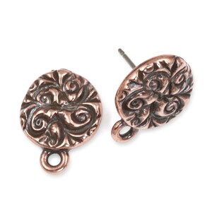 TierraCast JARDIN Post Earrings Antique Copper Earring Post Stud Earring Findings Copper Ear Findings Jewelry Supplies P1764 image 1