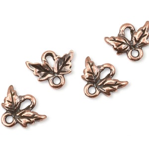 Antique Copper Charms Small Oak Leaf Links Double Leaf Connector Findings for Fall Jewelry Autumn Leaf Charms P2523 image 1