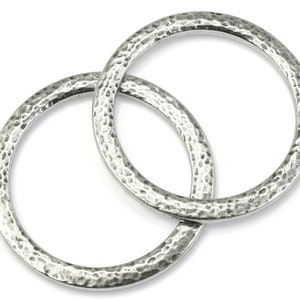1.25" Extra Large Hammertone Textured Metal Ring - TierraCast Antique Pewter Circle Link Pendant Hoop Findings - Dark Antique Silver (P2631)