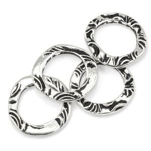 Antique Silver Circle Charms TierraCast 5/8 FLORA RING Charms Silver Charms for Bohemian Jewelry Links Findings Organic P2501 image 1