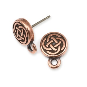 TierraCast Celtic Post Earring Findings Antique Copper Ear Posts Celtic Knotwork Stud Earrings for Jewelry Making P817 image 1