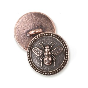 TierraCast Bee Button Clasp for Leather Jewelry Antique Copper Button Findings Honey Bee Summer Pollinator Closure P1987 image 1