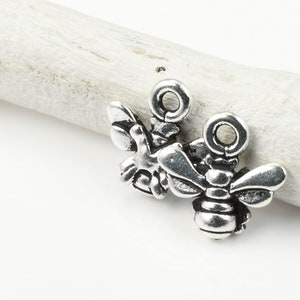 TierraCast Small Honey Bee Charm 11mm Antique Silver Charm Tiny Honeybee Charm for Summer Jewelry Apiarist P1964 image 2