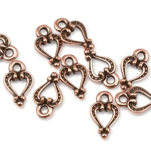 Tiny Antique Copper Heart Charms TierraCast Cordial Heart Drop 11mm x 7mm Small Heart Copper Charms for Jewelry Making P655 image 1