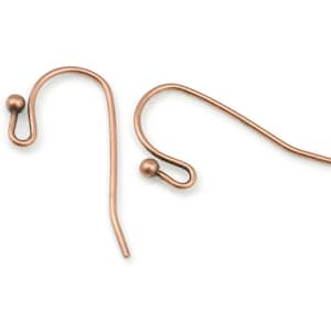 24 Antique Copper Earring Wires - 27mm Earring Hook with 2mm Ball - Copper Ear Findings French Hooks Fish Hook Wires for Copper Earrings