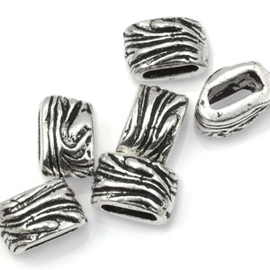6mm x 2mm Antique Silver Jardin Barrel Bead Crimp TierraCast Beads for Leather Findings to Hold Multiple Strands of Leather Cord P2675 image 1