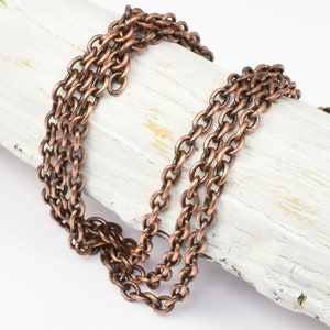 Delicate ANTIQUE COPPER Chain - 2mm x 3mm Fine Link Cable Chain - Dark Copper Chain for Jewelry and Necklaces - USA Made - 20-0725-18