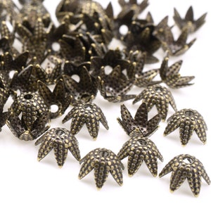 72 Brass Bead Caps 6mm Antique Brass Beadcaps Brass Oxide Dark Brass Antique Bronze Metal Beads (FSAB99)