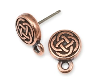 TierraCast Celtic Post Earring Findings - Antique Copper Ear Posts - Celtic Knotwork Stud Earrings for Jewelry Making (P817)
