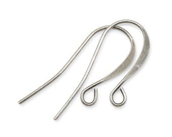 144 Piece Bulk Bag of Tall French Hook Earring Wires - Dark ANTIQUE SILVER Plated Fish Hook Earring Wires - Matte Silver Ear Findings #FB700