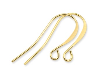 48 Gold Earring Findings - Gold Plated Tall French Earring Hooks Ear Wires - Gold Ear Findings FB1
