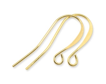 48 Gold Earring Findings - Gold Plated Tall French Earring Hooks Ear Wires - Gold Ear Findings (FS74)