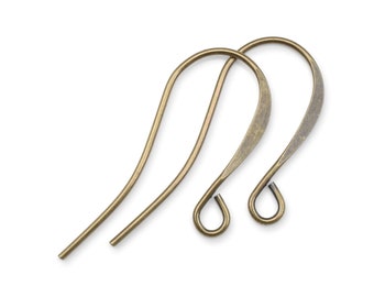 144 Antique Brass Plated Earring Wires - Brass Oxide Bronze Plated Earring Findings Tall French Hooks Fishhooks  (FB1)