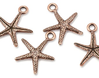 TierraCast SEASTAR CHARMS - Antique Copper Charms - Star Fish Starfish Sea Star Tierra Cast Pewter Charms - Beach Ocean Supplies (P515)