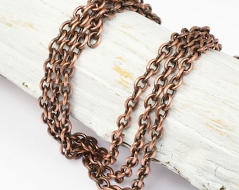 25 Foot Bulk Spool Delicate ANTIQUE COPPER Chain - 2mm x 3mm Fine Delicate Link Cable Chain for Jewelry and Necklaces USA Made 20-0725-18