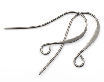 144 Gunmetal Earring Findings - Gun Metal Ear Findings - Tall French Hook Ear Wires - Black Oxide Jewelry Supplies (FB1-GM)