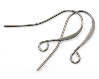 48 Gunmetal Earring Wires - Gun Metal Ear Findings -  Tall French Hook Ear Wires - Black Oxide Jewelry Supplies (FB1-GM)