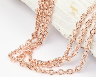 25 Foot Bulk Spool Delicate ROSE GOLD Chain - 2mm x 3mm Fine Link Cable Chain - Rose Gold Plated Chain for Jewelry and Necklaces - USA Made