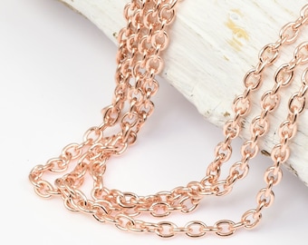 Delicate ROSE GOLD Chain - 2mm x 3mm Fine Link Cable Chain - Fine Small Rose Gold Plated Chain for Jewelry and Necklaces - USA Made