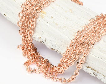 Delicate BRIGHT COPPER Chain - 2mm x 3mm Fine Link Cable Chain - Loose Fine Small Copper Plated Chain for Jewelry and Necklaces - USA Made