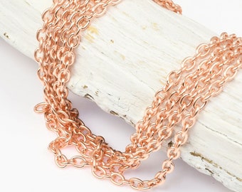 25 Foot Bulk Spool Delicate BRIGHT COPPER Chain - 2mm x 3mm Fine Link Cable Chain - Copper Plated Chain for Jewelry and Necklaces - USA Made