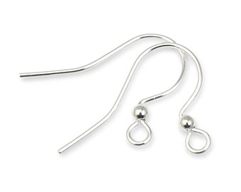 144 Piece Bulk Bag of Bright Silver Earring Wires with 2mm Ball Accents - Silver Plated Earring Findings - Medium/Large French Hook Ear Wire