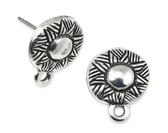 Antique Silver Earring Posts - TierraCast Woven Post Earring Findings - Silver Findings for Earrings (P2494)