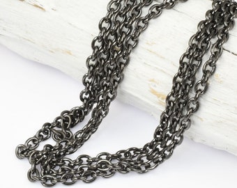 25 Foot Bulk Spool Delicate GUNMETAL Chain - 2mm x 3mm Fine Link Cable Chain - Gun Metal Chain for Jewelry and Necklaces - USA Made