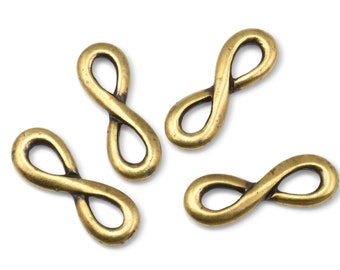 TierraCast Small Infinity Links - 18mm Tall Antique Brass Link Findings - Eternity Infinity Charm Symbol - Bronze Bracelet Link (P2576)