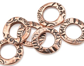 Antique Copper Circle Charms TierraCast 1/2" FLORA RING Charms Copper Charms Link Connector Metal Ring Bohemian Charms Organic (P1767)