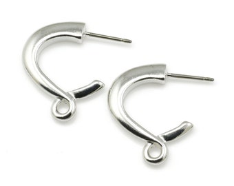 TierraCast CONTEMPO Post Earring Findings - Bright Rhodium Earring Post - Stud Ear Findings with Silver Color Finish (PF199)