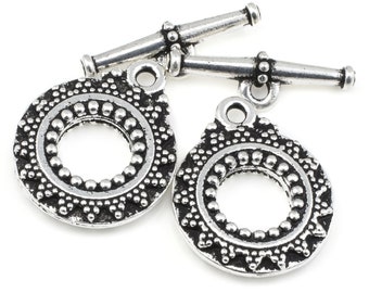 Antique Silver Toggles - Toggle Clasp Findings - Silver Findings TierraCast Pewter BALI TOGGLE Silver Findings Toggle Findings (PF261)