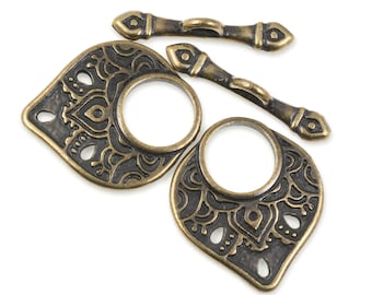 TierraCast Temple Toggle Clasp Set - Antique Brass Toggle Findings - Large Toggles for Bracelets and Jewelry Making - Bronze Clasp (P1732)