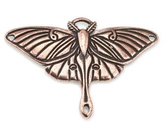 Antique Copper Pendant - TierraCast Copper Luna Moth Pendant for Jewelry - Copper Charm Links Insect for Summer Jewelry (P1978)