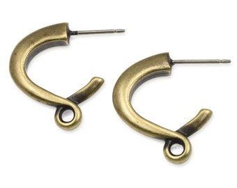 TierraCast CONTEMPO Post Earring Findings - Antique Brass Earring Post - Fancy Decorative Bronze Stud Ear Findings for Brass Oxide Jewelry