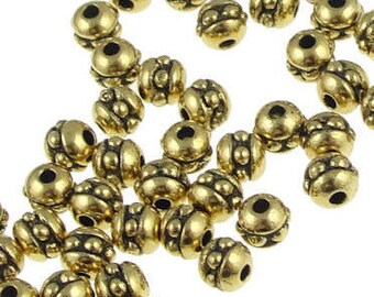 500 Gold Beads 3mm 8/0 Beaded Seed Beads TierraCast Antique Gold Spacers Heishi Beads BULK BAG (PS356)