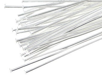 50 - 3" Silver Headpins 21 Gauge Silver Head Pin Findings Plated Silver Findings Jewelry Findings for Jewelry Making Long Headpins (FS113)