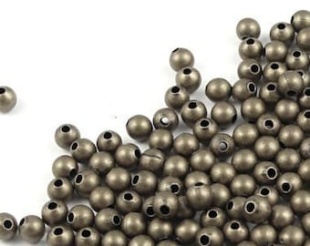 100 3mm Brass Ball Beads Antique Brass 3mm Round Beads Solid Brass Antique Bronze Spacer Beads 3mm Rounds  (FSAB8)