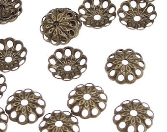 144 Antique Brass Beadcaps 6mm Brass Oxide Filigree Vintage Style Brass Bead Caps - Aged Solid Brass Bronze Color Metal Beads (FSAB97)