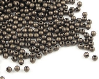 200 Pieces of  2mm Brass Beads Aged Antique Brass Ball Beads Solid Brass Spacer Beads Bronze - Very Tiny!! (FSAB6)