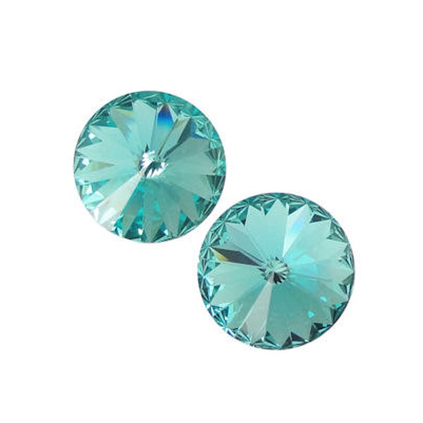 LIGHT TURQUOISE 12mm Rivolis Swarovski Rivoli Stones Article 1122 12mm Swarovski Crystal Aqua Blue Light Teal Blue