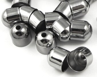 36 Gunmetal Kumihimo End Caps - 8mm Cord Ends -  Kumihimo Supplies Findings Gun Metal (FSGM1)