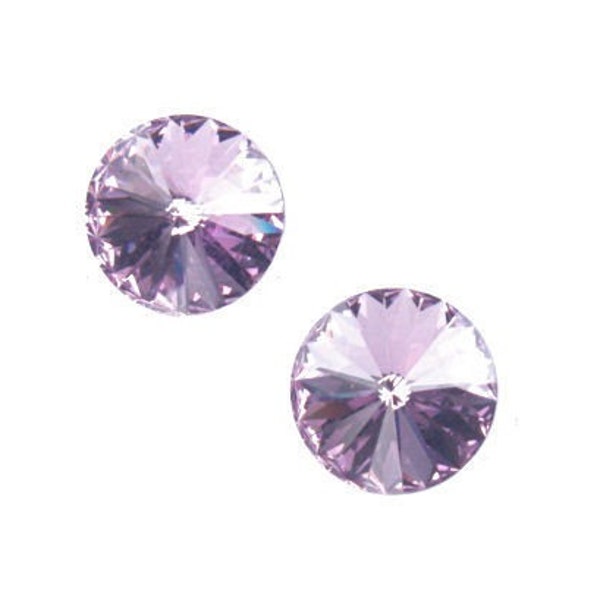 12mm LIGHT AMETHYST Rivoli Stones 12mm Rivolis Swarovski Rivolis Light Purple Swarovski Crystals Pale Lavender Lilac Foiled Back