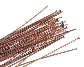 48 3" Antique Copper Headpins 22 Gauge 22g Solid Copper Aged Copper Head Pin Findings Copper Jewelry Findings (FSAC31)