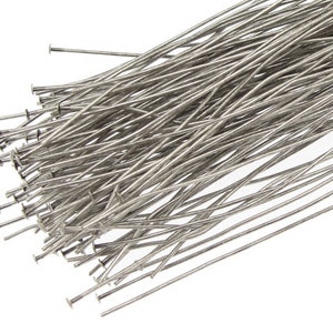 144 Dark Silver 4&quot; Headpins - 21 G Matte Antique Silver Headpins - Plated Silver Head Pins - 21 Gauge 4 Inch Headpin Findings (FB12)