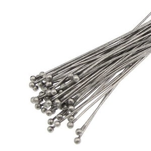 144 Antique Silver Ball Pins 3" Dark Silver Plated Matte Ball Head Pins 21 Gauge 21 g 3 Inch  Ballpin Headpin Findings BULK BAG