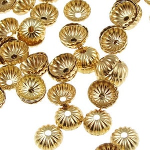 144 5mm Gold Bead Caps Small Gold Plated Pleated Dome Gold Beadcaps Gold Beads Jewelry Findings Jewelry Supplies for Gold Jewelry  (FS60)